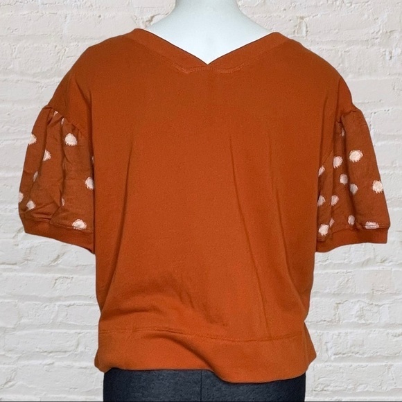 Anthropology Daily Practice orange top polka dot sleeve NWT small - Picture 3 of 7